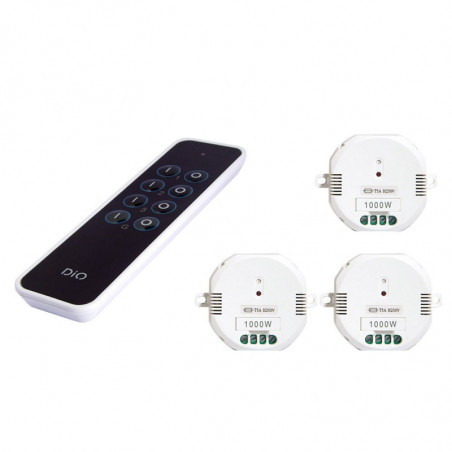 Télécommande DIO Connected Home 3 Canaux - Portée 50m, Fonction Variateur, Noir